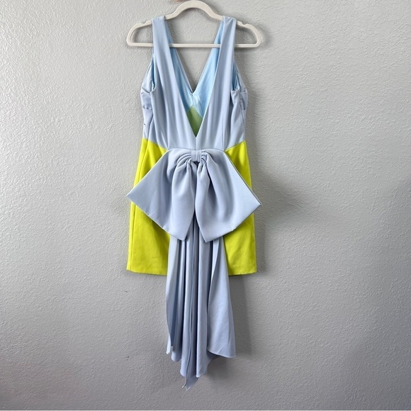 Marchesa Notte yellow blue huge Bow Mini Dress size 10 - Picture 11 of 15